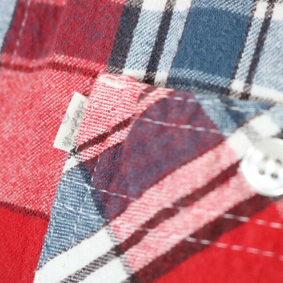 Levis Flannel Shirt Red Blue White Plaid Long Sleeve Button Up - Picture 3 of 11